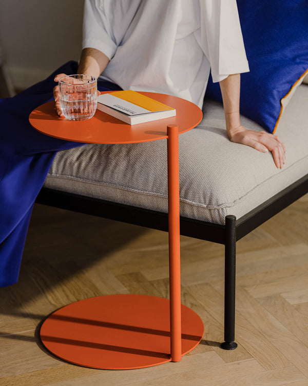Ande Side Table - orange round side table for the sofa - noo.ma