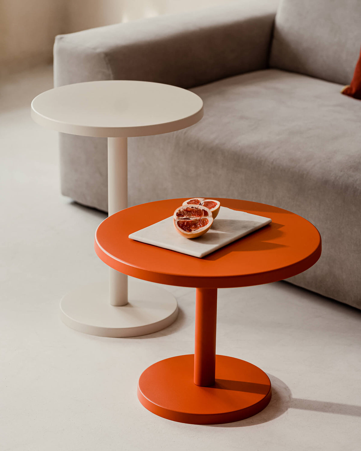Odo Side Table - tall - steel round orange side table - noo.ma