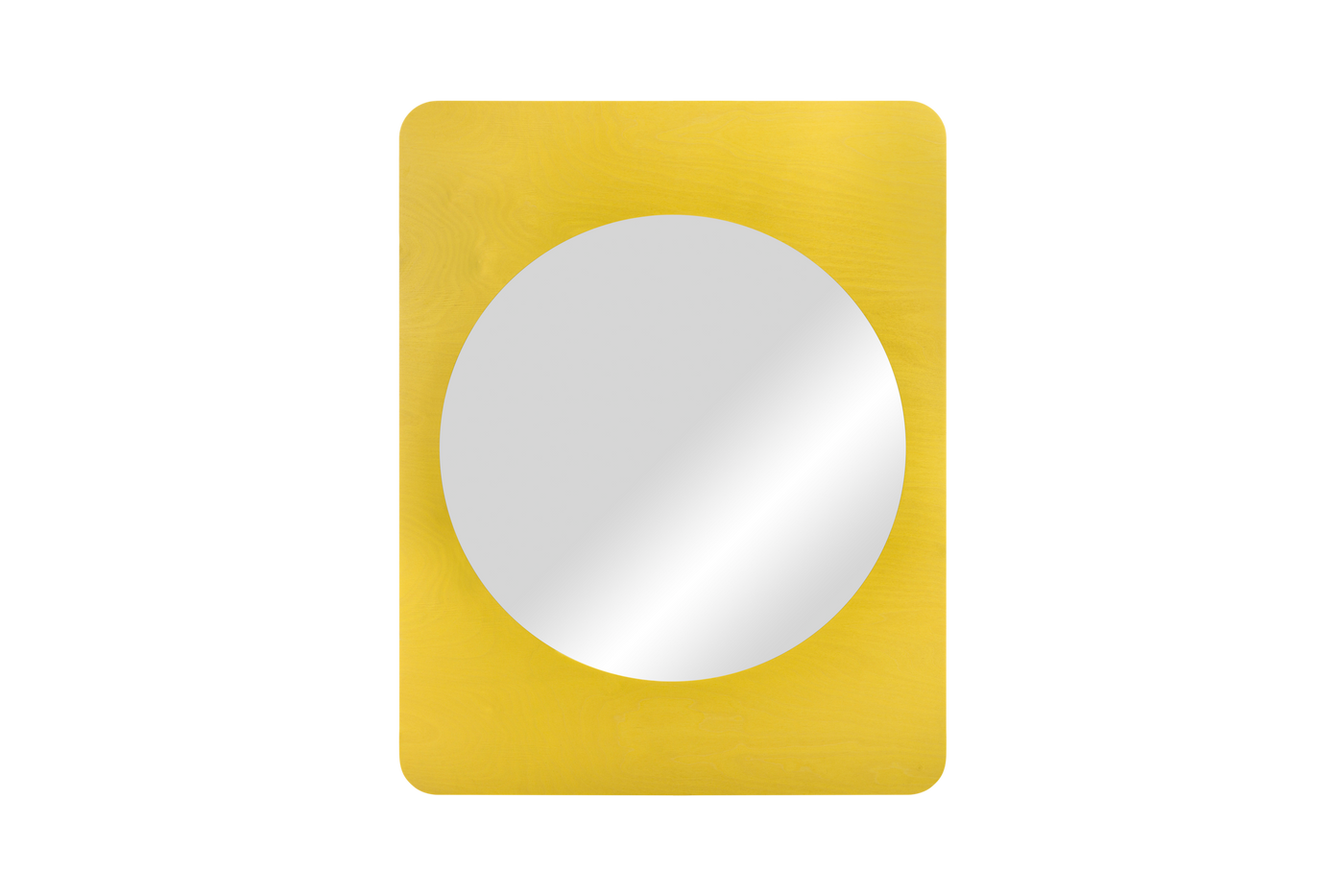 Aku Mirror large, round, yellow wall mirror. 90 x 70 cm noo.ma