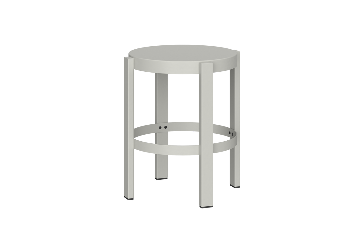 Doon Stool - minimal small, round steel stool in grey - noo.ma